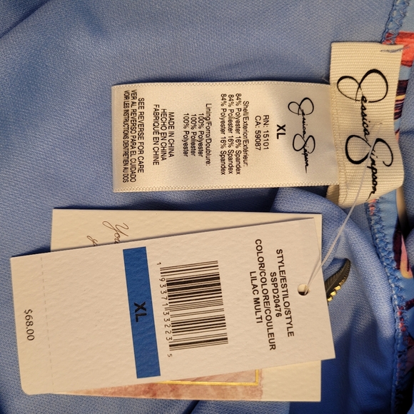 JESSICA SIMPSON  Smocked Tankini Swim Top & Matching Bikini Bottom Botanical XL - Picture 9 of 16